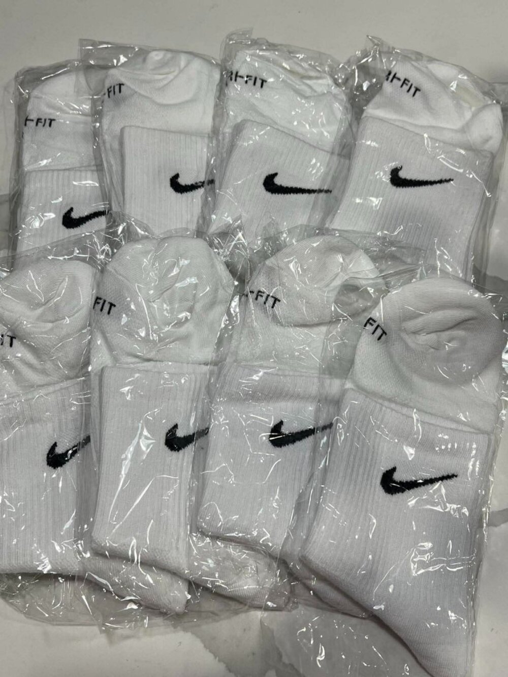 Nike Everyday Plus Dri-Fit Ankle Sock 8 Pack White Size Medium